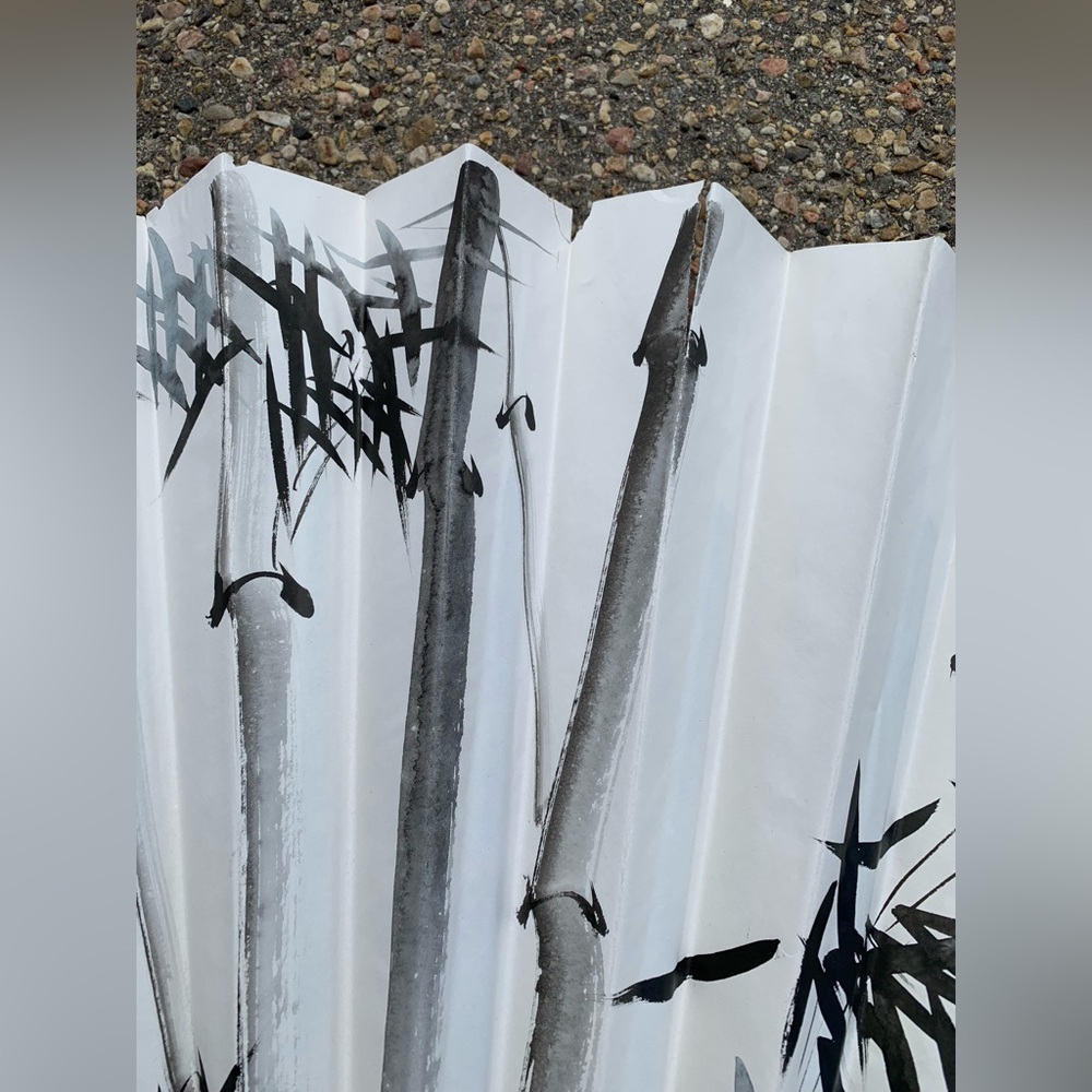 TLC Vintage Handpainted Bamboo Wall Fan 32” tall (ripped) - Picture 5 of 9